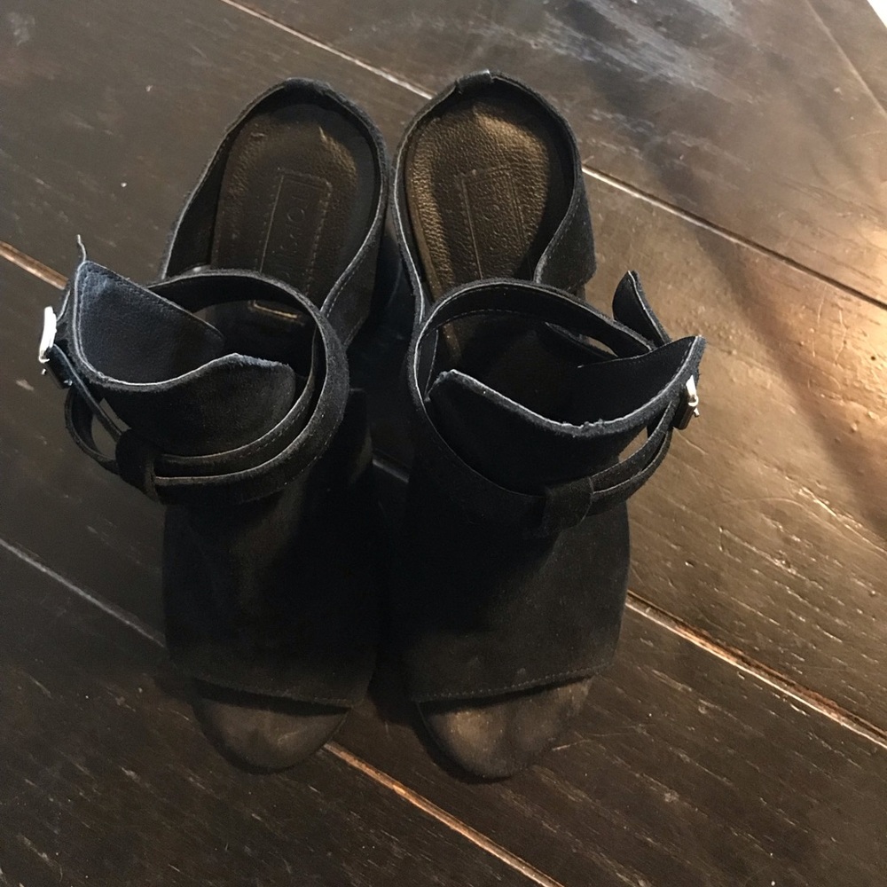 Black open toe boots